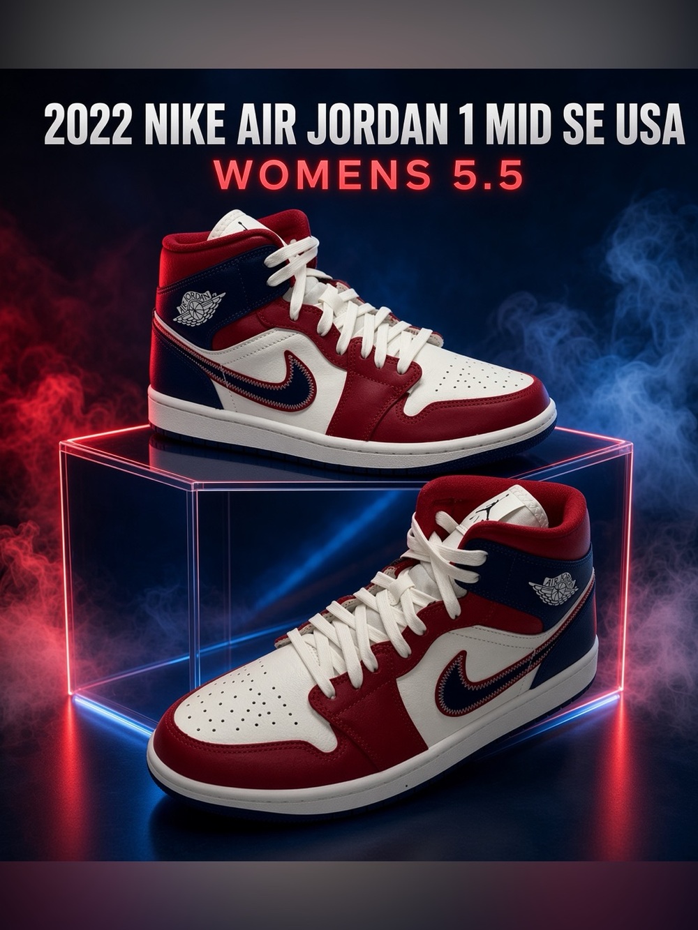 2022 Nike Air Jordan 1 Mid SE USA Womens 5.5